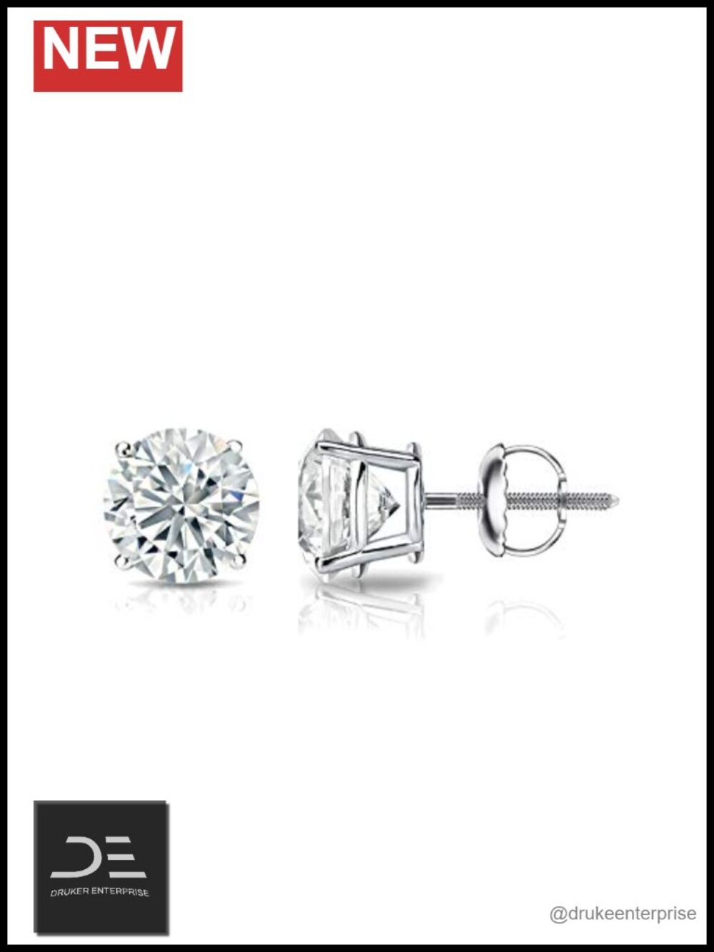 Lab Grown Diamond Stud Earrings 14k Gold Screw Back 1/4-2ct
